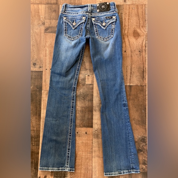 Miss Me Bootcut Jeans Size 26 Embellished Pocket Mid Rise Stretch Denim - Picture 15 of 15